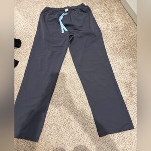 Figs Men's Charcoal Gray pisco scrub pants with Light Blue Drawstring